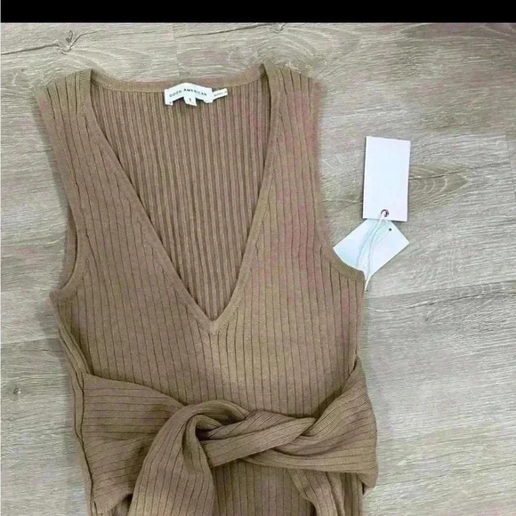 Nwt Good American Taupe Size 1 Belted Body Dress - Picture 3 of 5